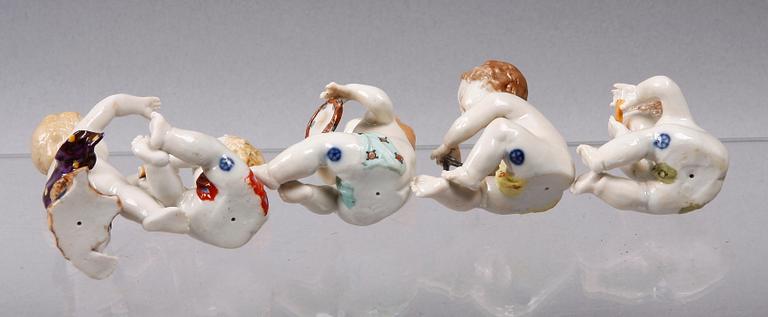 FIGURINER, 5 st. Porslin. Höchst-liknande märke.
