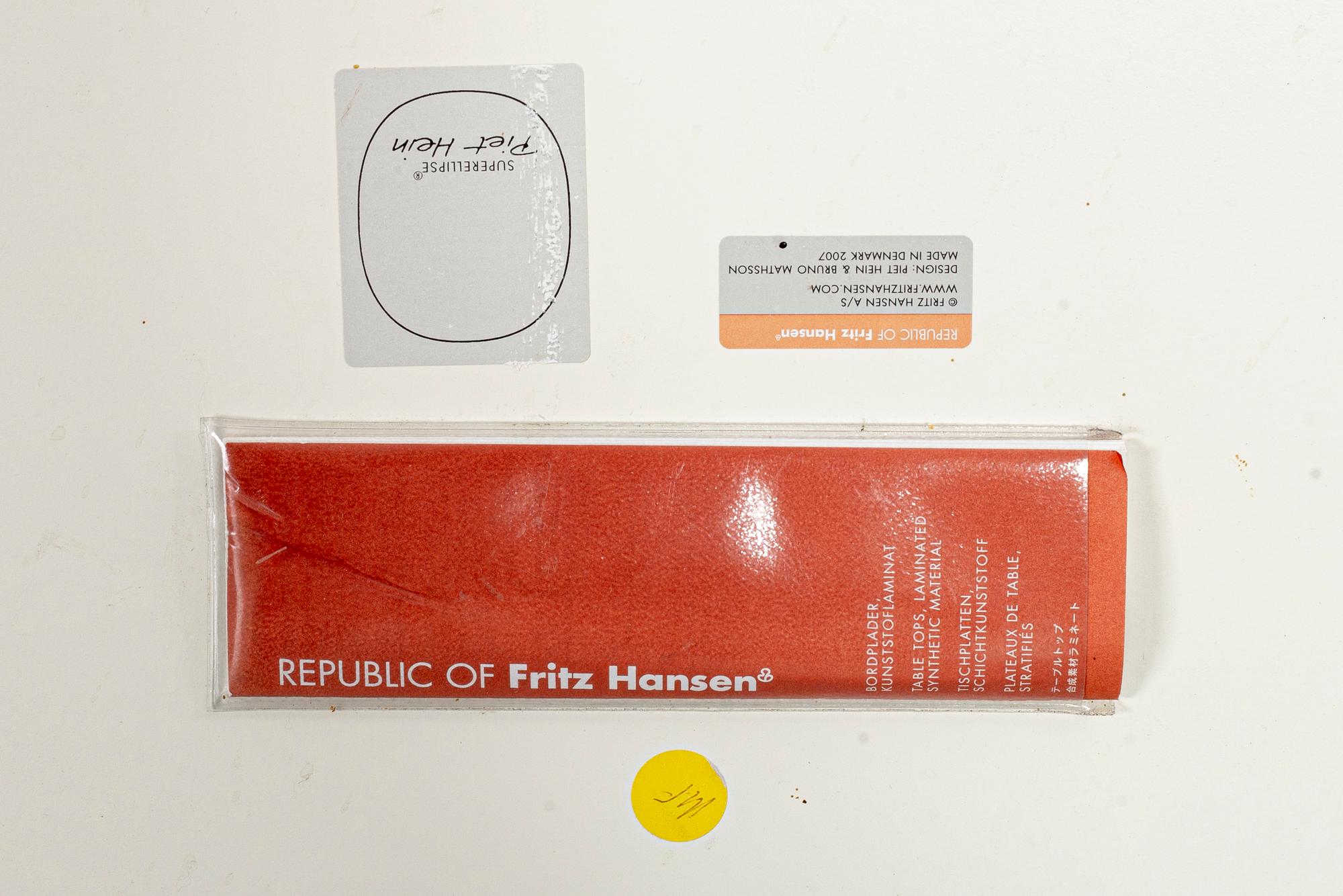 A BRUNO MATHSSON & PIET HEIN "SUPERELLIPS" TABLE, Fritz Hansen, Denmark 2007.