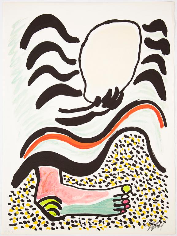 Karel Appel, portfolio with 5 lithographs in colour, "Tantrika 1", 1983, signed 16/75.