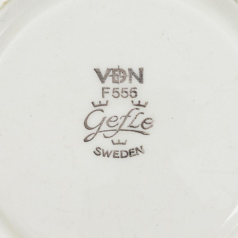 Stig Lindberg, 6 st kaffekoppar med 1 fat, benporslin, "Tahiti", Gustavsberg, 1970-tal.