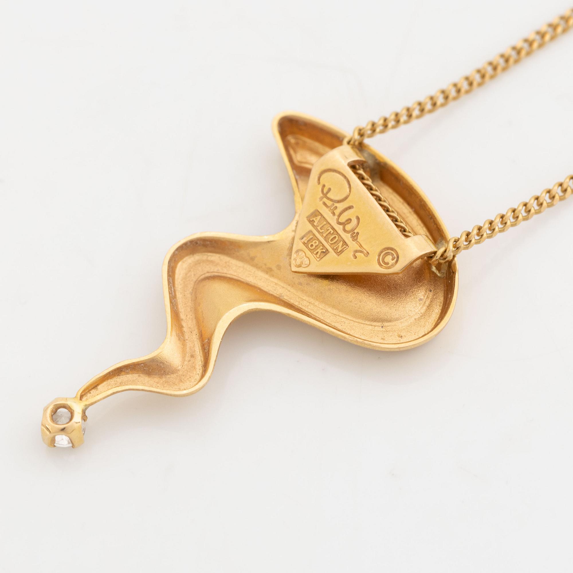 18K gold necklace and earrings, Pernilla Wiberg collection, Alton.