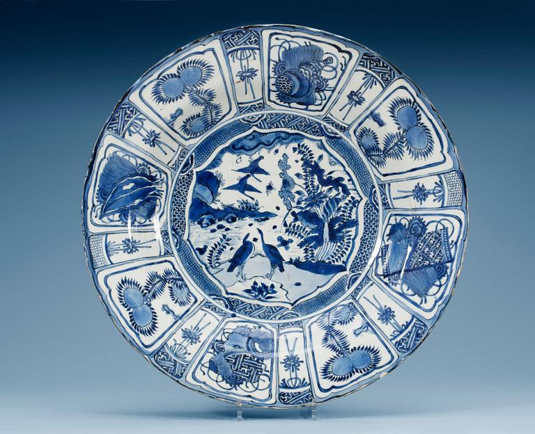 A massive blue and white charger, Ming dynasty, Wanli (1573-1613).