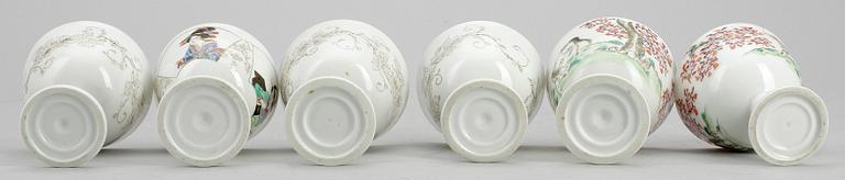 VINBÄGARE, 6 st. Porslin, Japan. 1900-talets början.