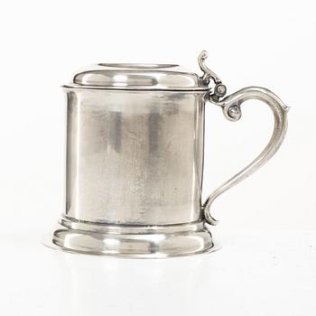 A Mexican sterling silver tankard, mark of Juventino Lopez Reyes, mid-20th century.