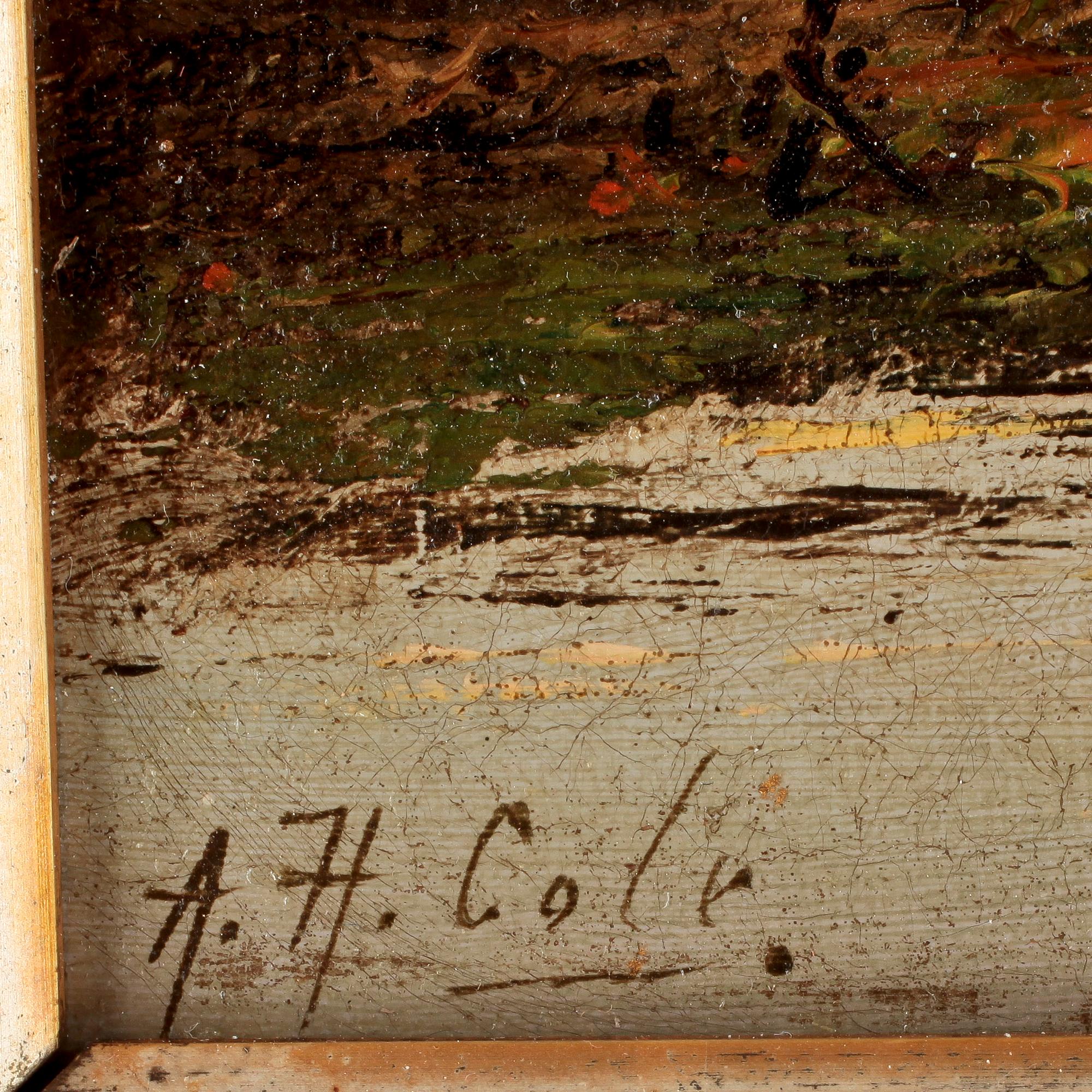 OKÄND KONSTNÄR, olja på duk, England, 1800-talets slut. Bär sign AH Cole.