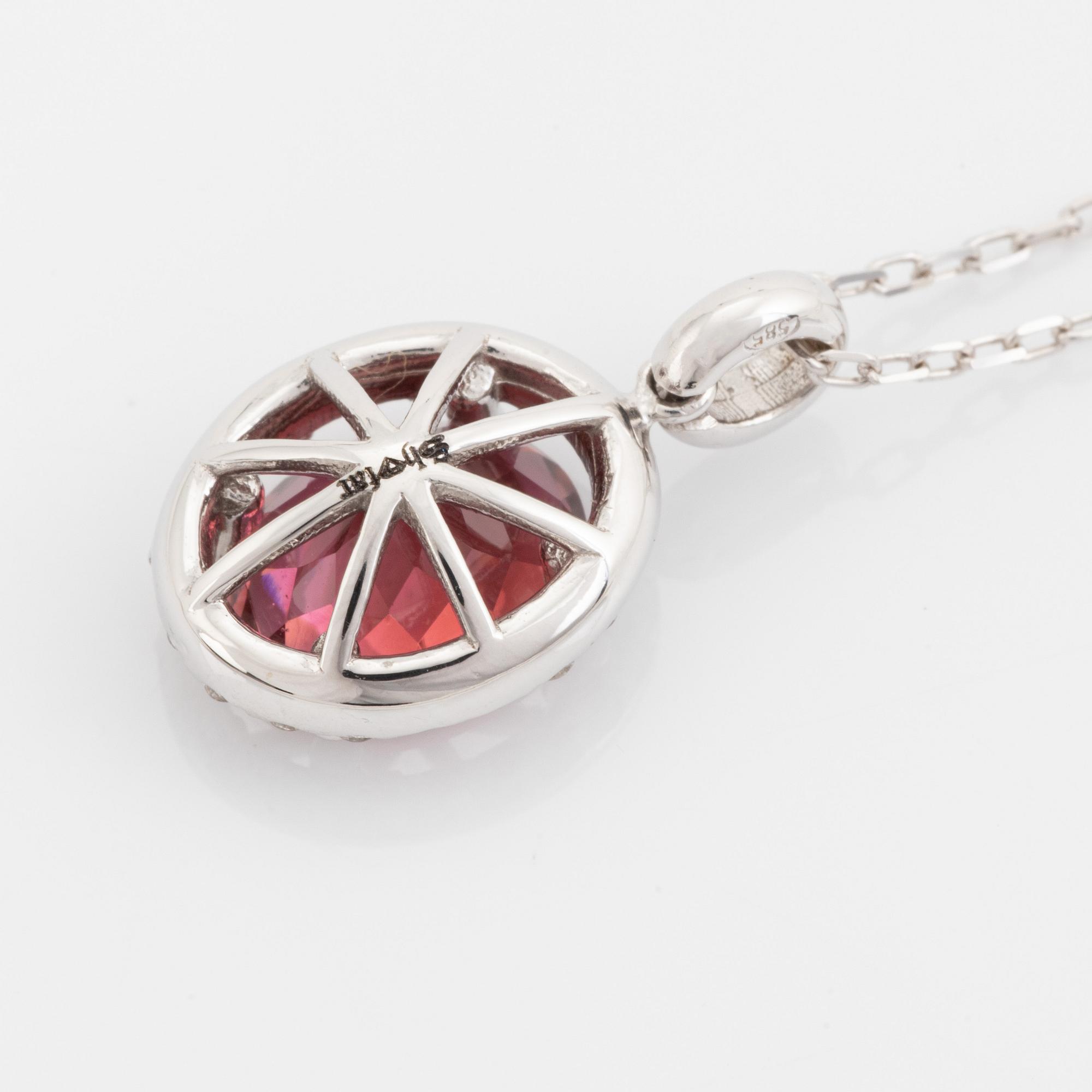 Tourmaline and brilliant cut diamond necklace.