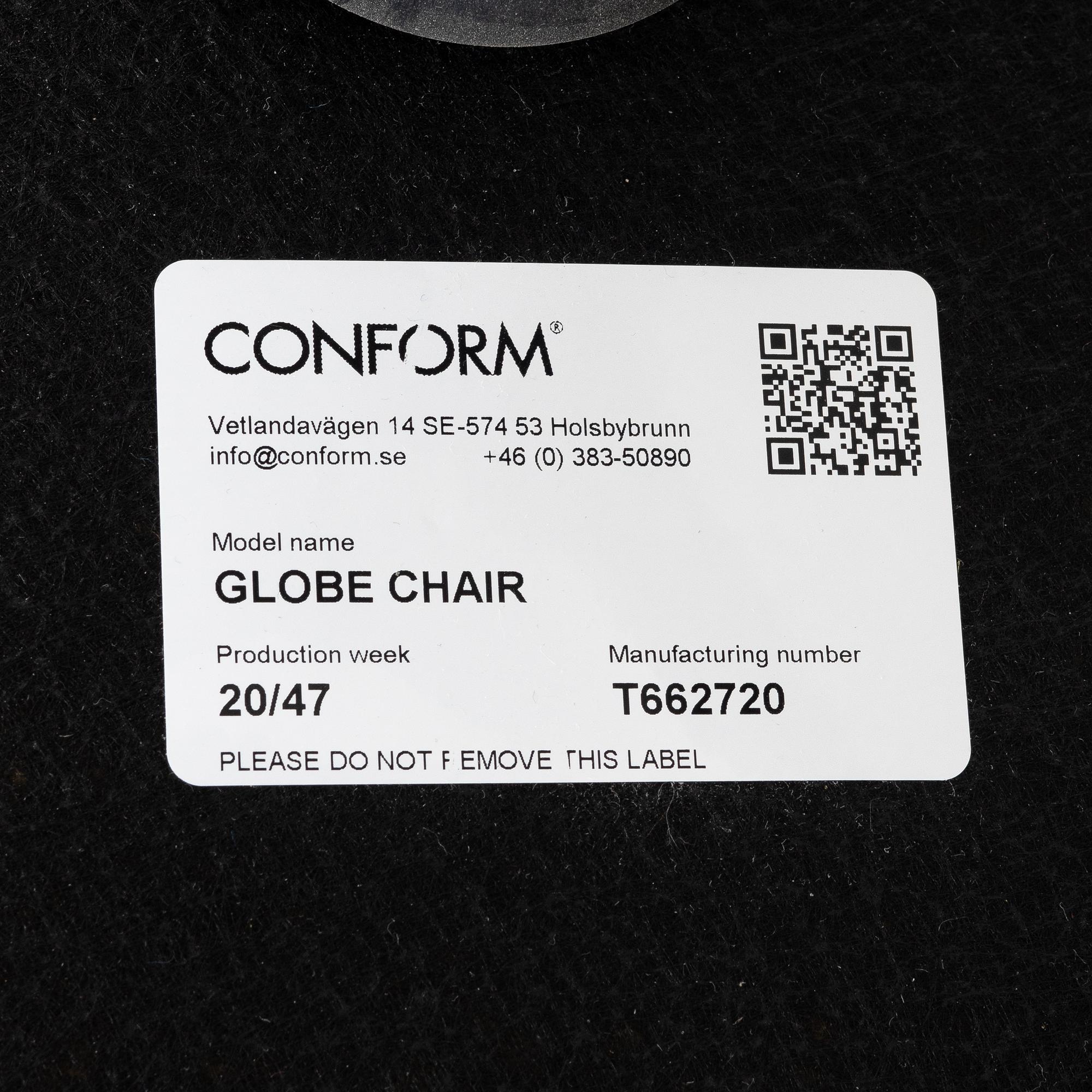 Jahn Aaamod, fåtölj med fotpall, Globe, Conform.