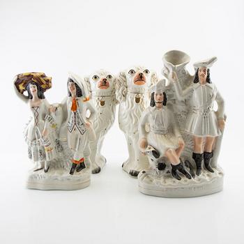 Figurines 4 pcs probably Staffordshire England around 1900 stoneware.