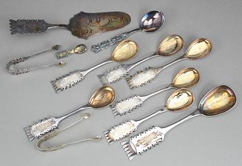 PARTI SILVER, bland annat 12 st kaffeskedar, COP, 1948. Totalvikt ca 390 gram.