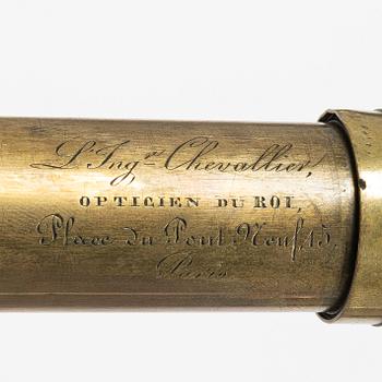 Telescope, 19th century, marked L Ingr Chevalier,  opticien du Roi  , Place du Pont Neuf 15, Paris.