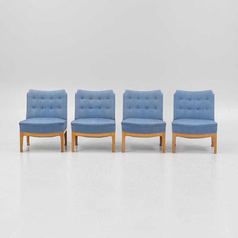 Four Swedish Modern lounge chairs, Nordiska Kompaniet, Sweden, 1930's/40's.