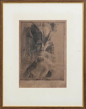 Anders Zorn, a signed etching from 1906.