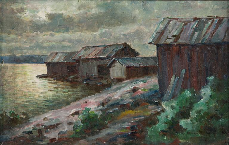 Ina Sjöström, Båthus vid stranden.