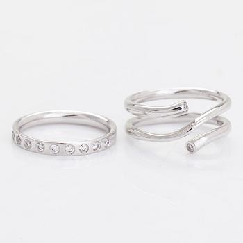 Georg Jensen, ring, "Magic", 2 dlr, 18K vitguld och briljantslipade diamanter ca 0.22 ct totalt.