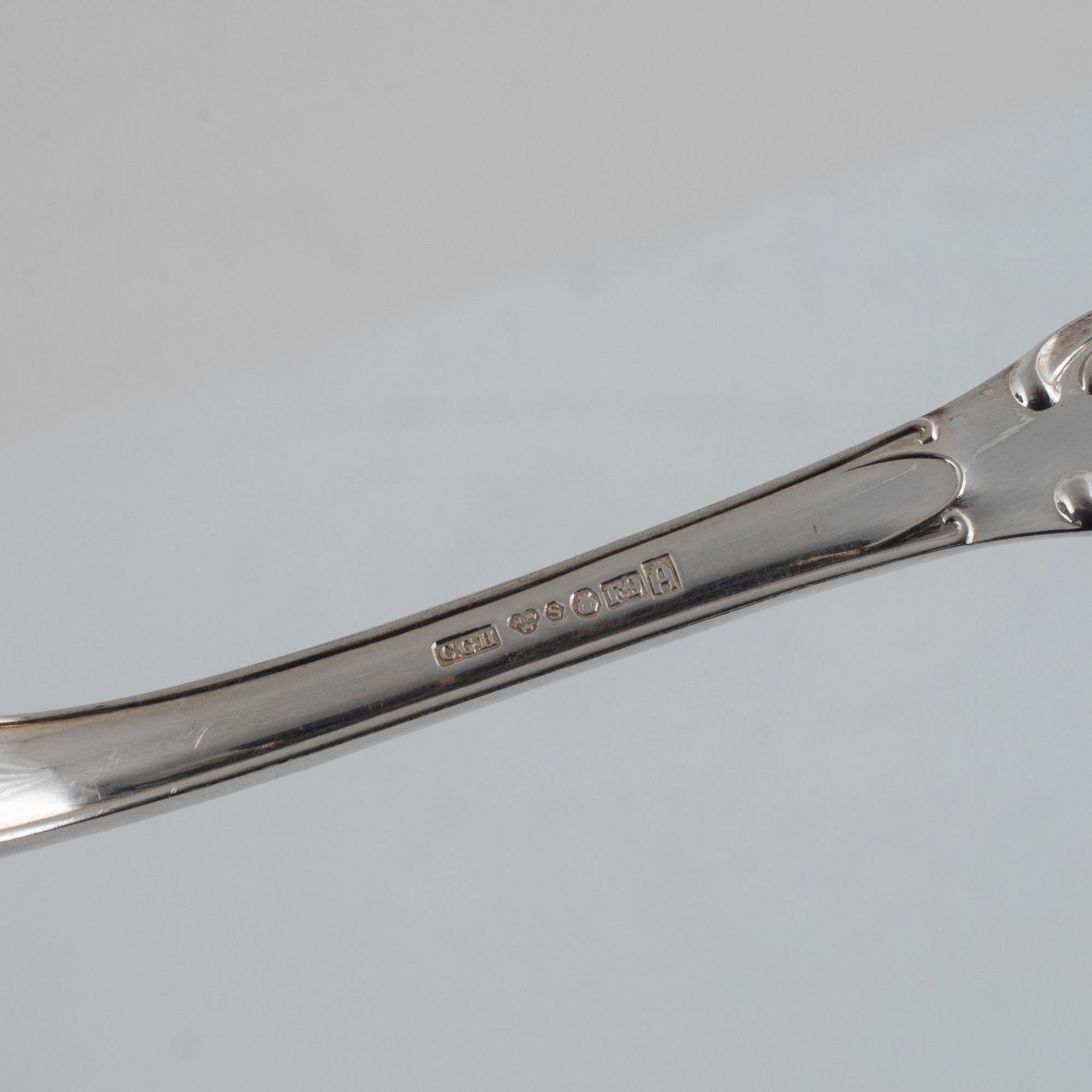 Bestickuppsättning, 85 delar, silver, modell Prins Albert, bl a CG Hallberg, Stockholm 1955.