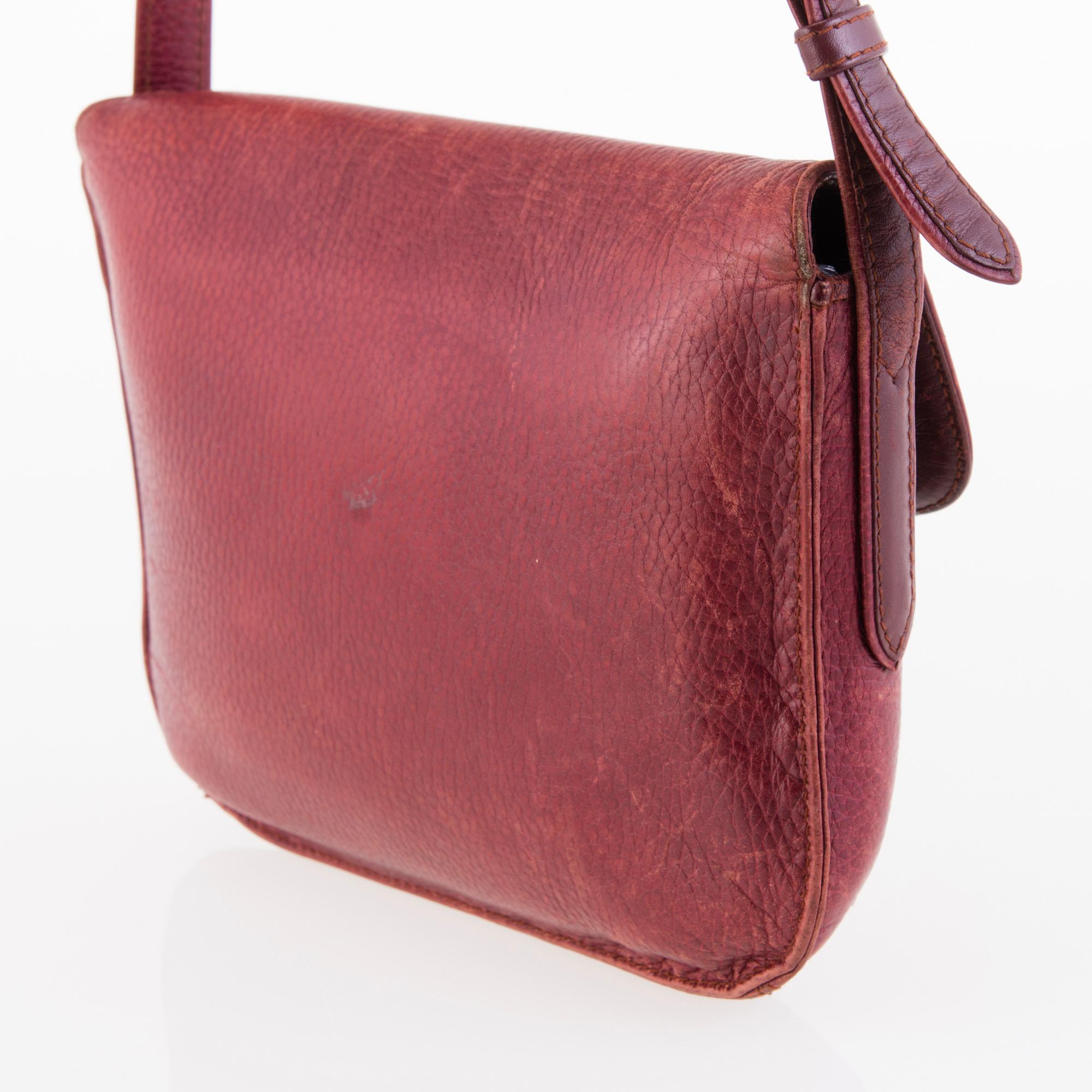 CARTIER Vintage Bordeaux Leather Crossbody Bag.