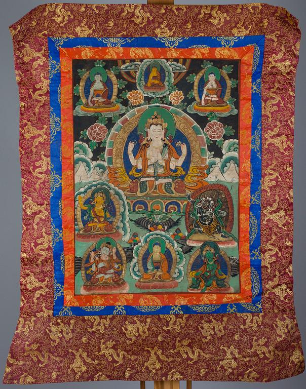 VÄGGBONAD, Thangka, Kina / Tibet, 1900-talets första hälft.