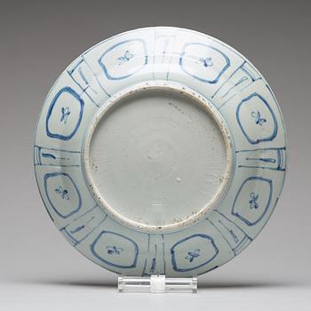 A blue and white kraak dish with double phoenix, Ming dynasty, Wanli (1572-1620).