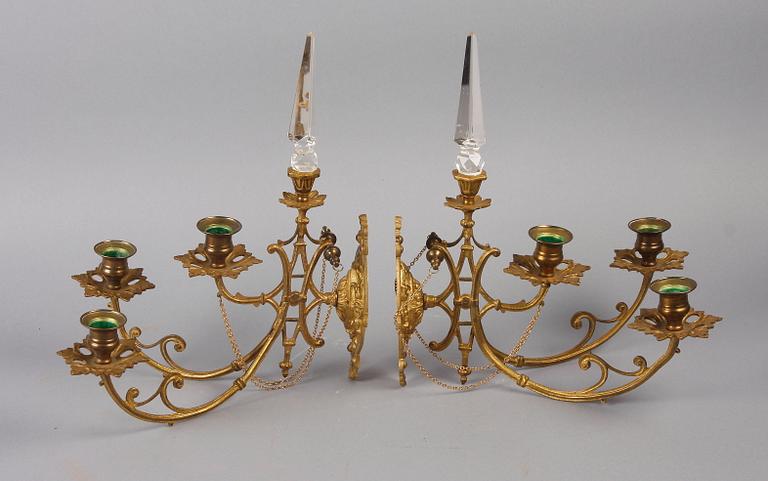 VÄGGAPPLIQUER, ett par, oscarianska, 1800-talets andra hälft.