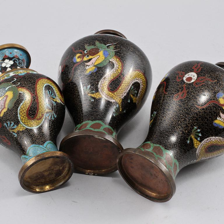 PARTI CLOISONNÉ, 4 st, orientaliska, 1900-tal.