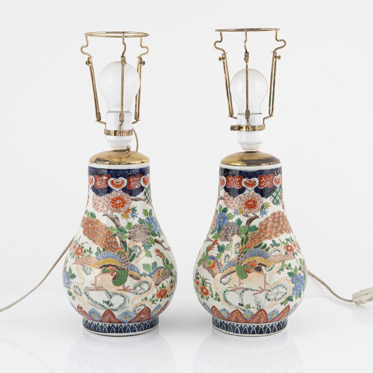 A pair of Japanese vases/table lamps,19th cetnury.