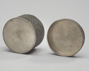 An Estrid Ericson trellice pattern pewter box by Svenskt Tenn.