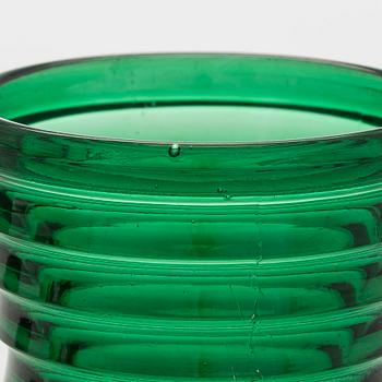 Aino Aalto, drinking glasses, 4 pcs, model 4052, and plate 'Bölgeblick', Karhula Glassworks, 1930s.