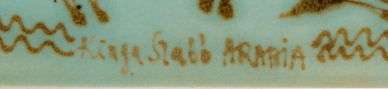 Kinga Shabo, a ceramic wall plaque, signed. Arabia Finland 1970s.