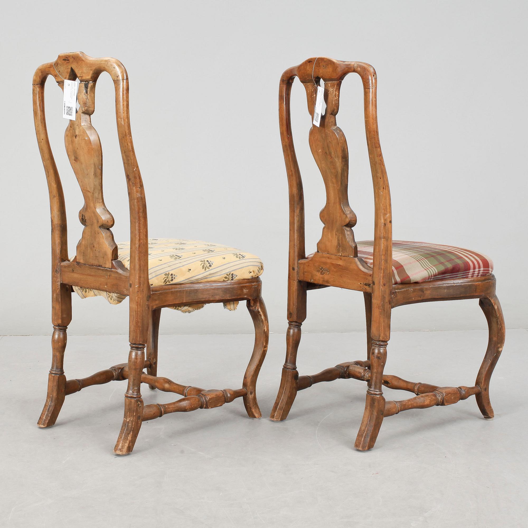 STOLAR, 2 st snarlika, senbarock, 1700-tal.