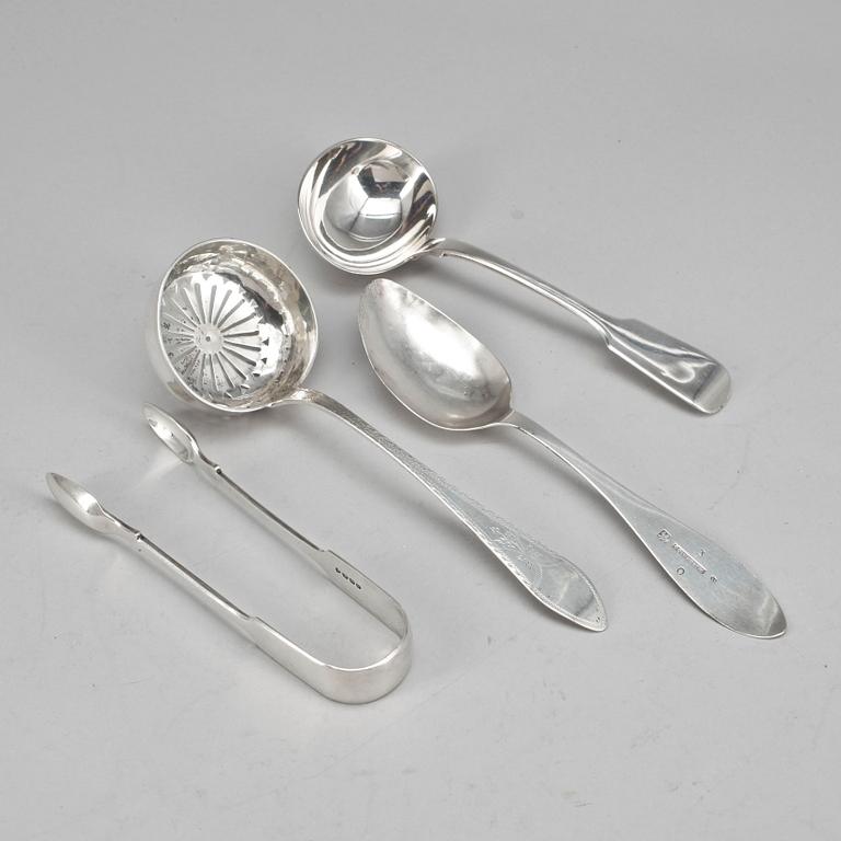PARTI SILVER, 4 delar, bland annat Carl Gustaf Lundberg, Kalmar, 1820, vikt ca 220g.