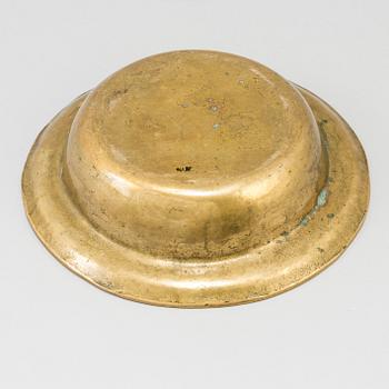 A 17th century bronze bowl.