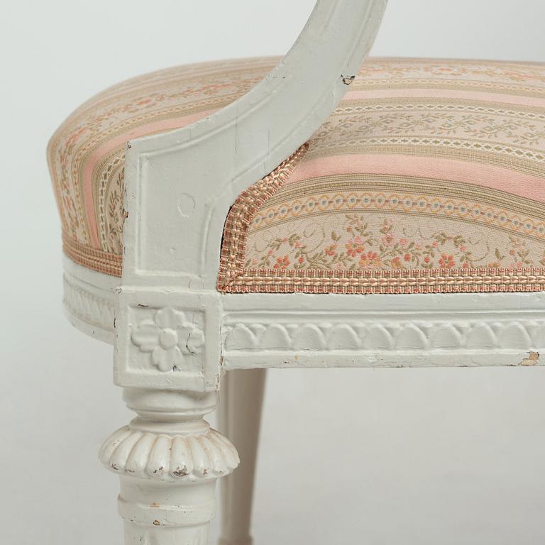 A pair of Gustavian late 18th century armchairs.