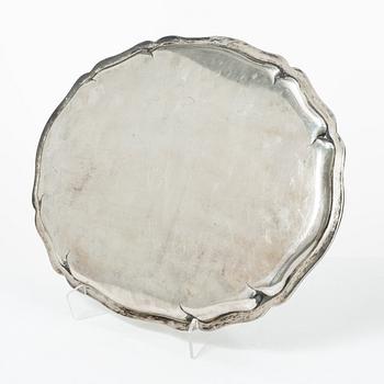 Bricka, silver, svensk importstämpel, 1900-tal.