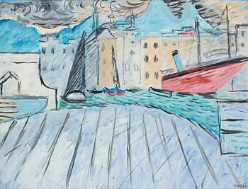 631. Sigrid Hjertén, Harbour scene.