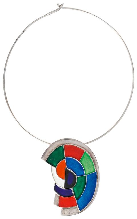 A Sonia Delauney enamelled silver pendant, Artcurial, France 1987, nr 298/350.