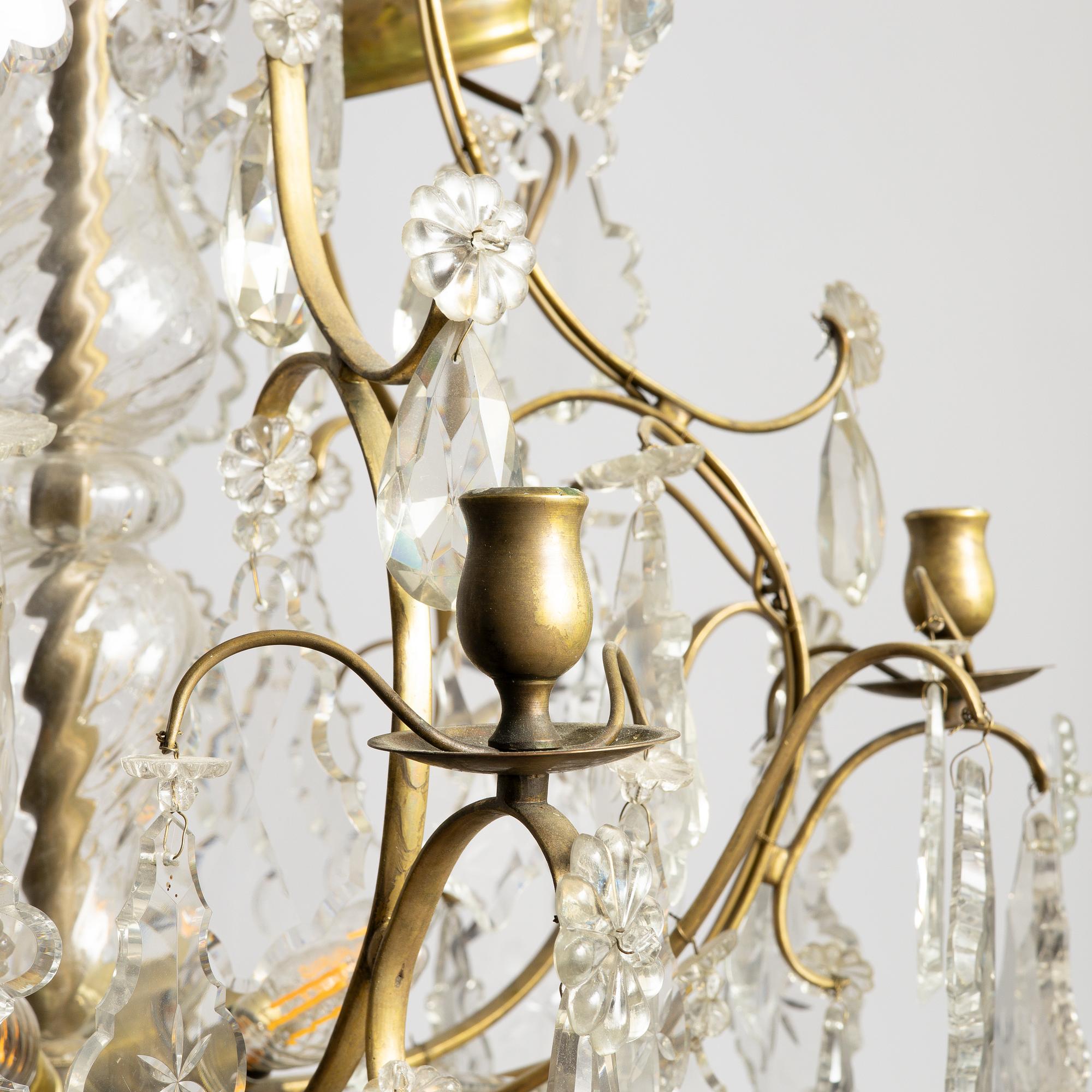 A rococo style chandelier, first half of the 20th century.