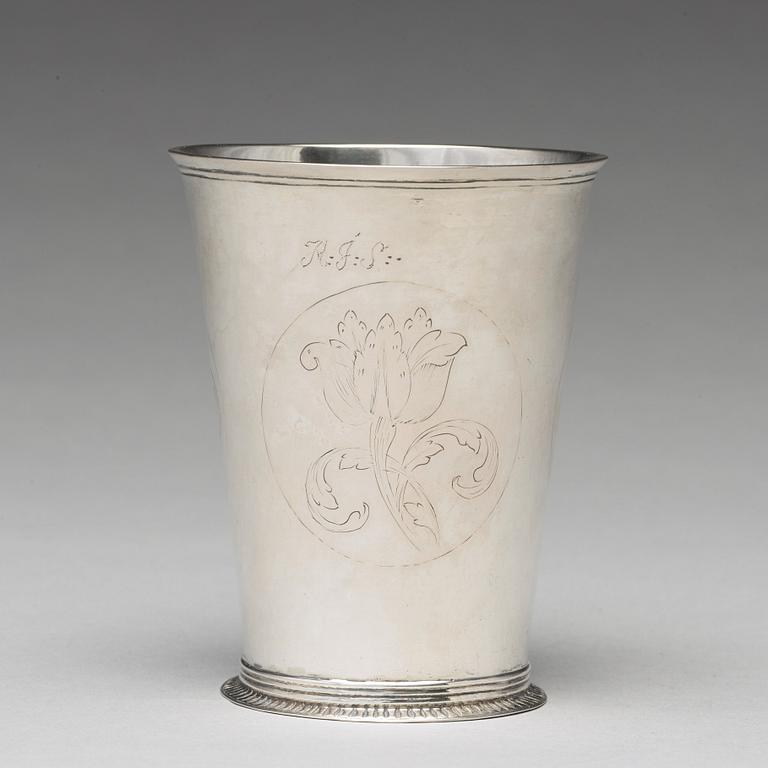 A Swedish early 18th century silver beaker, mark of Christian Dalbeck, Kristianstad 1716.