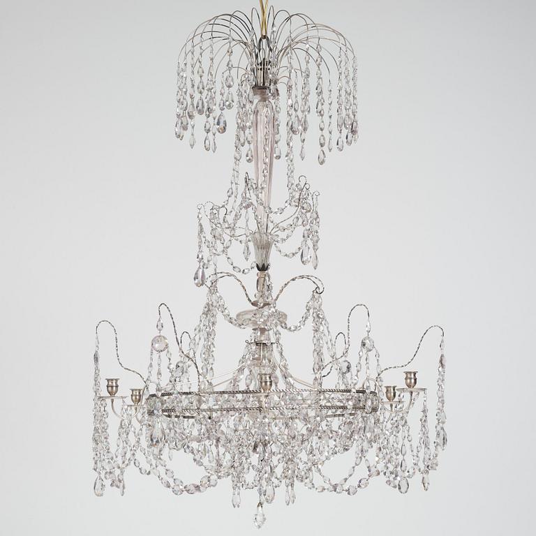 A Louis XVI-style six-light candelier, Austria/Bohemia, late 18th century.