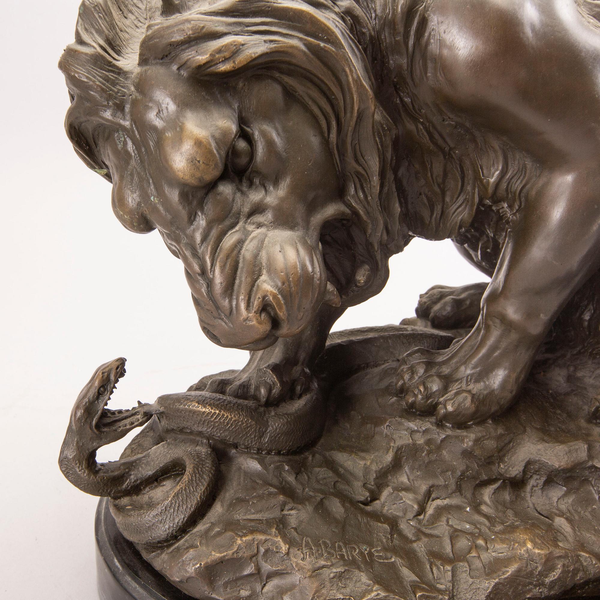 Antoine Louis Barye, after signed bronze sculpture.