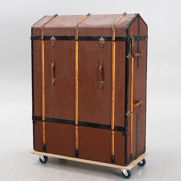 A travel wardrobe marked John A Gahm, Gothenburg, first half of the 20th Century.