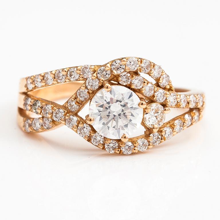 RING, 18K guld, briljantslipade diamanter ca 1.31 ct tot.