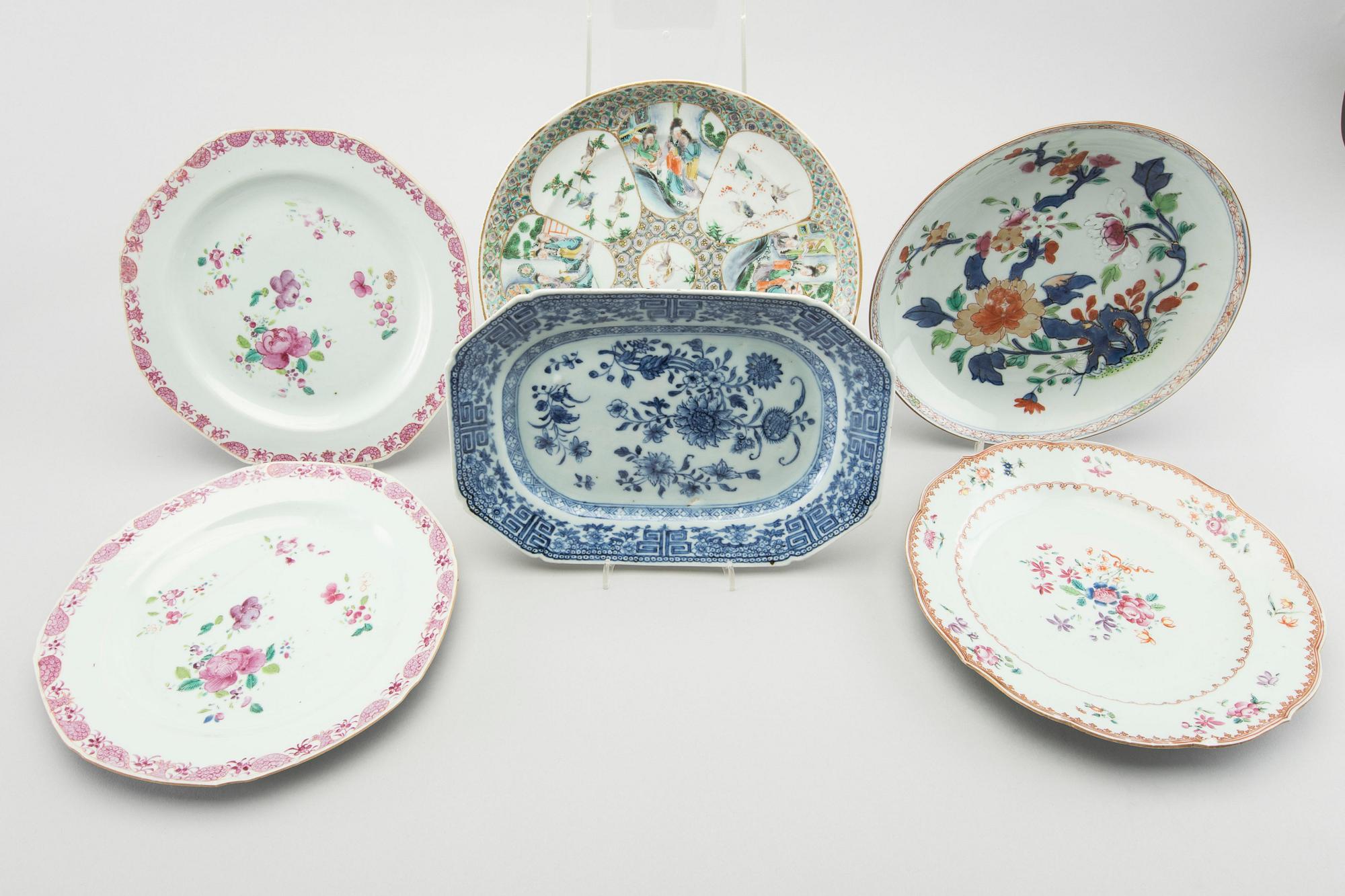 KINAPORSLIN, 6 st, mestadels Qianlong (1736-95).