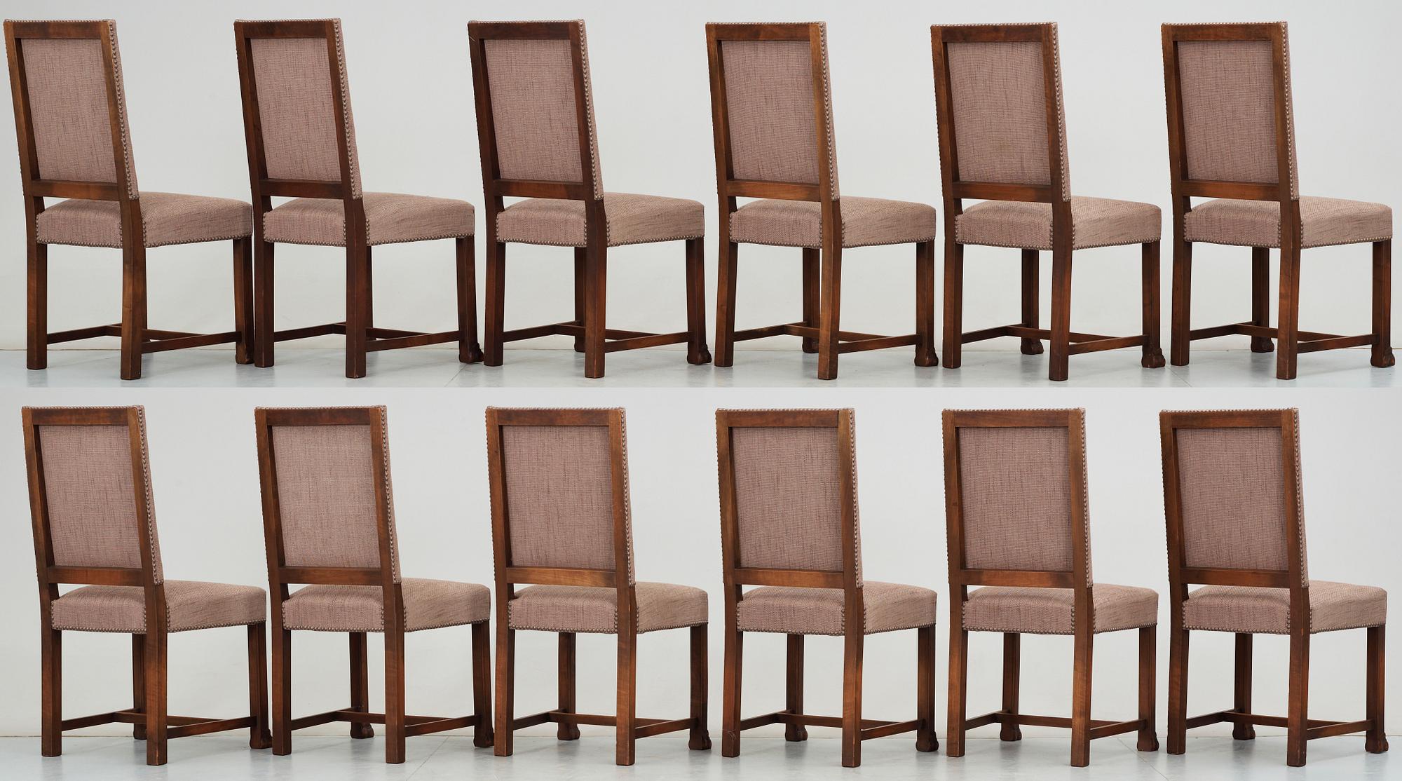 MATSALSGRUPP, 13 delar, barockstil, 1930/40-tal.