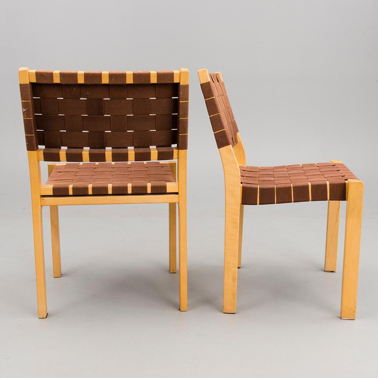 A pair of '611' chairs, Artek, Finland. 2000s.