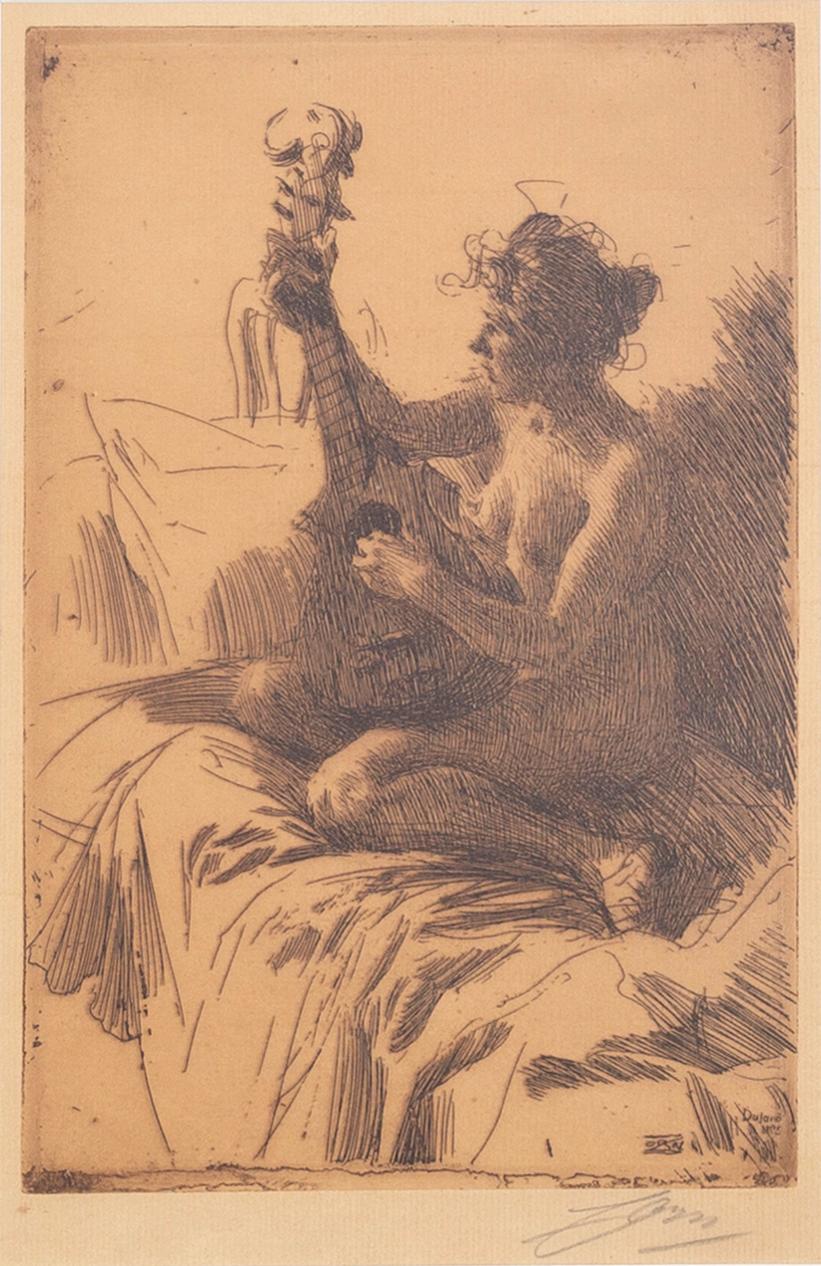 Anders Zorn, a signed etching from 1895.
