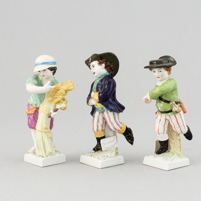 A set of three Berlin porcelain figurines, circa 1900.