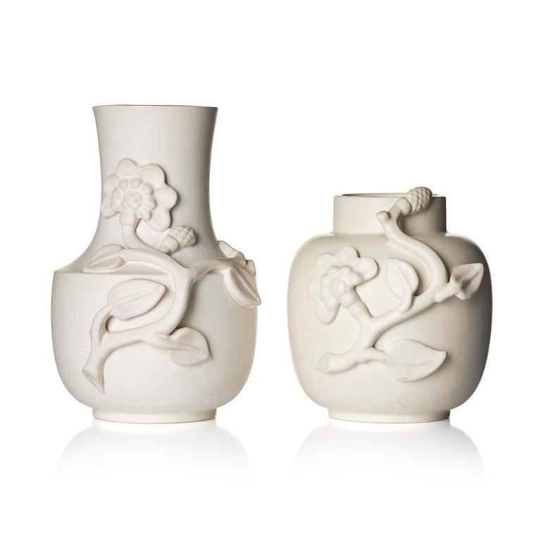 Wilhelm Kåge, a set of two "Carrara" ceramic vases, Gustavsberg, 1930s-40s.