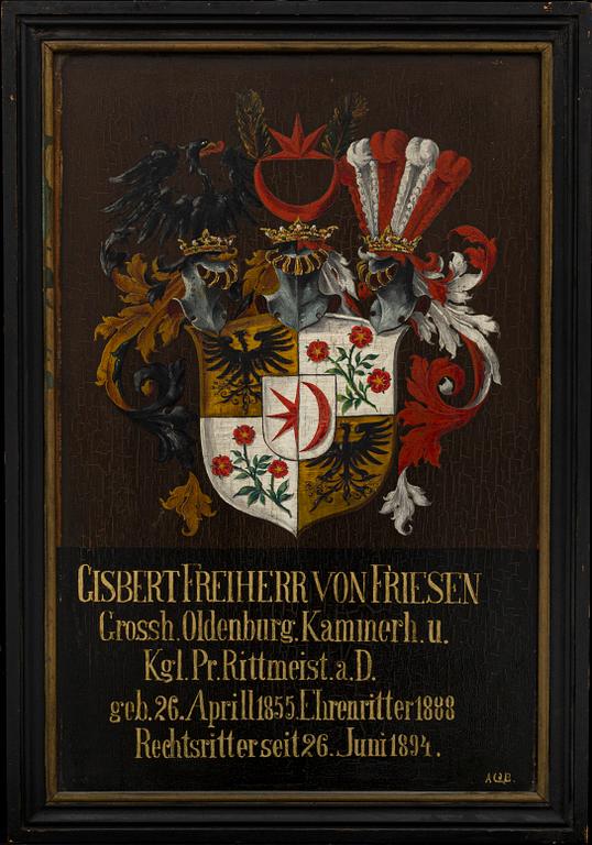 Coat of Arms, Gisbert Freiherr von Friesen 1894.