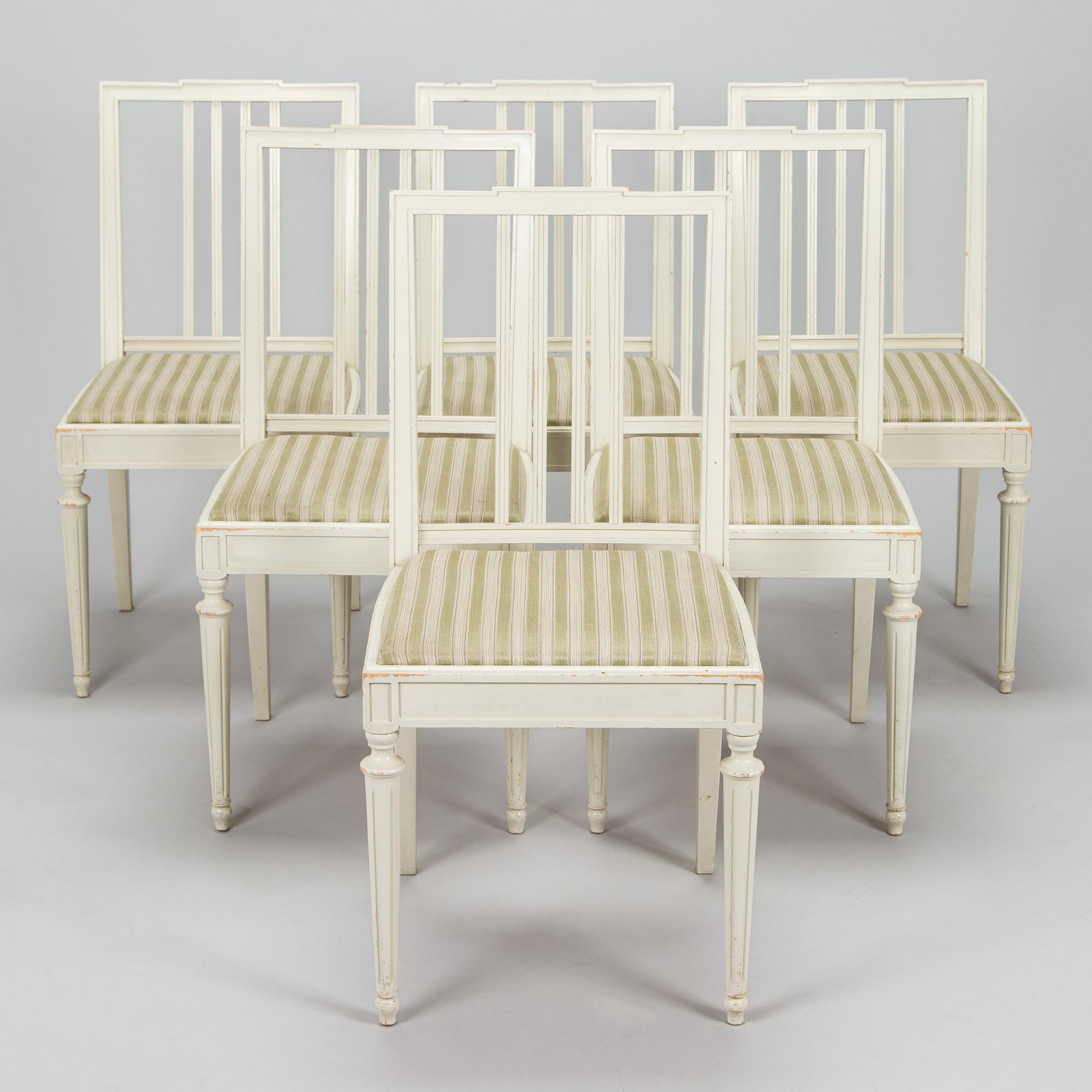 Chairs, 6 pcs, Gustavian style, later half of the 20th century.