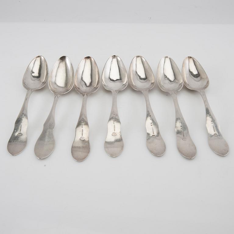 Gustaf Georg Rehnberg spoons 6+1 pcs silver Norrköping 1817.